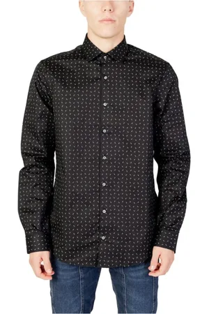 Calvin Klein Skjorte, Herre, Sort, XL, Bomuld, Langærmet skjorte