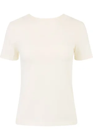 Nina Ricci Top, Dame, Hvid, 2XL, Plunging Draped Back T-shirt