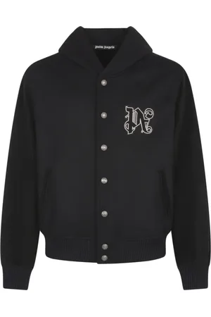 Palm Angels Jakke, Herre, Sort, M, Uld, Vertigo Hooded Varsity Jacket