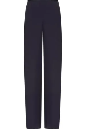 Emporio Armani Bukser, Dame, Blå, XS, Satin, Blå Palazzo Bukser med Sidelukning