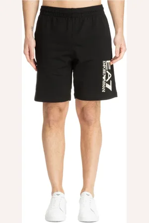 EA7 Shorts, Herre, Sort, XL, Bomuld, Elastisk Talje Track Shorts med Logo
