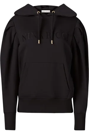Nina Ricci Sweathshirts & Hoodies, Dame, Sort, XS, Bomuld, Pleated Sleeve Hoodie