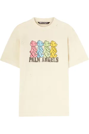 Palm Angels Top, Herre, , M, Bomuld, Elfenbenshvid T-shirt med Rund Hals