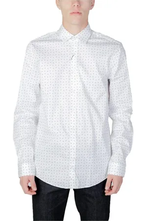 Calvin Klein Skjorte, Herre, Hvid, L, Bomuld, Bomulds Langærmet Skjorte Efterår/Vinter Kollektion