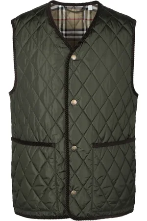 Burberry Jakke, Herre, Grøn, L, Militærgrøn Ærmeløs Knap Vest