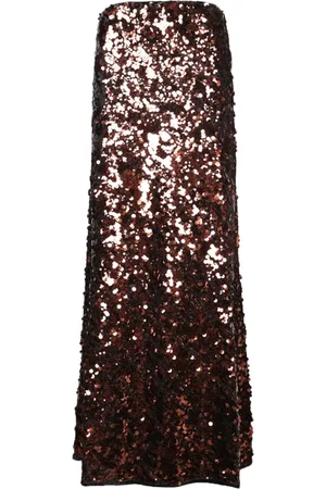 Ganni Nederdel, Dame, Brun, XS, Polyester, Sparkling Sequin Maxi Skirt