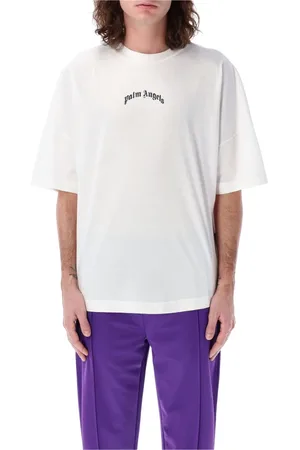 Palm Angels Top, Herre, Hvid, XS, Bomuld, Curved Logo Tee