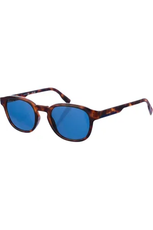 Lacoste Tilbehør, Dame, Brun, ONE SIZE, Ovale Solbriller med Spejlglas og Acetatstel