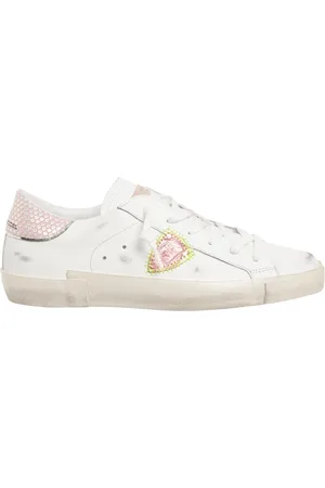 Philippe model Sko, Dame, Hvid, 40 EU, Uld, Vintage Distressed Lace-Up Sneakers