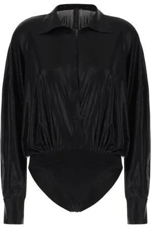Norma Kamali Top, Dame, Sort, S, Uld, Super Oversized Boyfriend Skjorte Bodysuit
