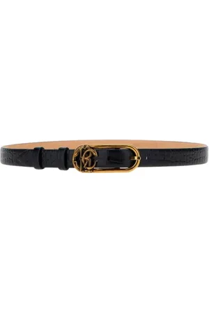 Roberto Cavalli Tilbehør, Dame, Sort, 80 CM, Læder, Monogram Mirror Snake Læderbælte