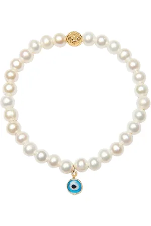 Nialaya Tilbehør, Dame, Gul, S, Uld, Blåt Ondt Øje Charm Armbånd