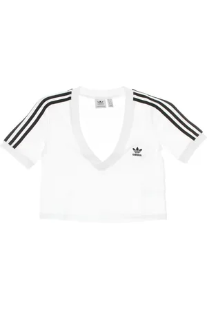 adidas Top, Dame, Hvid, 2XL, Bomuld, Klassisk Cropped T-shirt med AVA-udskæring