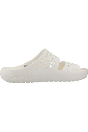 Crocs Sko, Dame, Hvid, 38 EU, Uld, Klassiske Blomsterudskårne Sandaler