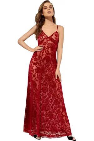 Norma Kamali Kjole, Dame, Rød, XS, Polyester, Rød Blomstret Maxikjole