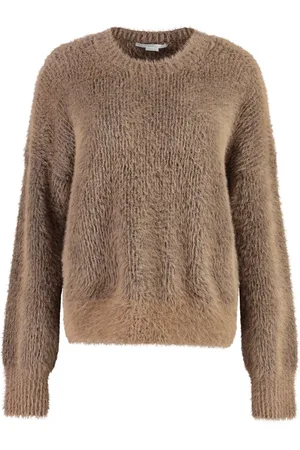Stella McCartney Strik, Dame, Brun, L, Uld, Fluffy Langærmet Crew-Neck Sweater