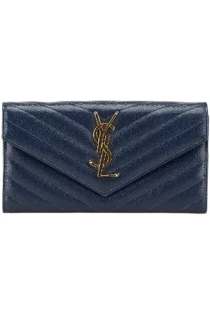 Saint Laurent Pre-owned, Dame, Blå, ONE SIZE, Tyl, Pre-owned Laeder punge