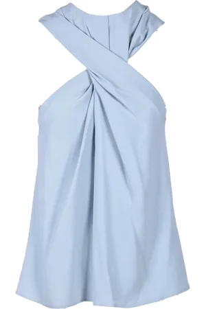 ERIKA CAVALLINI Top, Dame, Blå, 2XS, Silkeblandet Ærmeløs Top