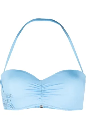 ERMANNO SCERVINO Undertøj, Dame, Blå, M, Uld, Blå Ruched Bandeau Bikini Top