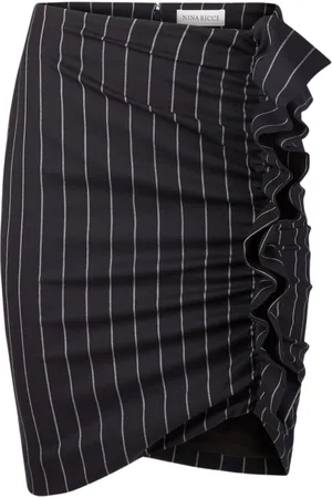 Nina Ricci Nederdel, Dame, Blå, M, Denim, Pinstripe Draped Midi Skirt