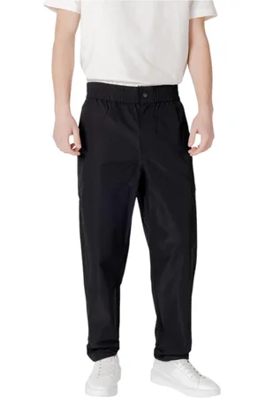 Calvin Klein Bukser, Herre, Sort, W33, Polyester, Sorte snørebåndspolyesterbukser med lommer