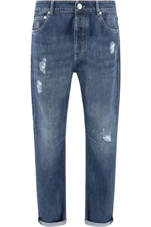 Brunello Cucinelli Jeans, Herre, Blå, L, Bomuld, Vintage Distressed Jeans