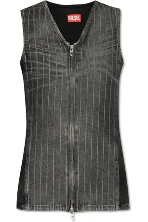 Diesel Top, Dame, Grå, XS, Bomuld, Zipped Tank Top