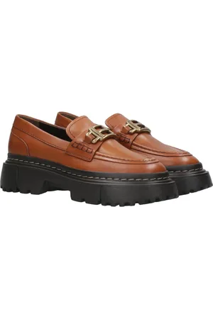 Hogan Sko, Dame, Brun, 38 1/2 EU, Læder, Urban Læder Loafers med Profilsål