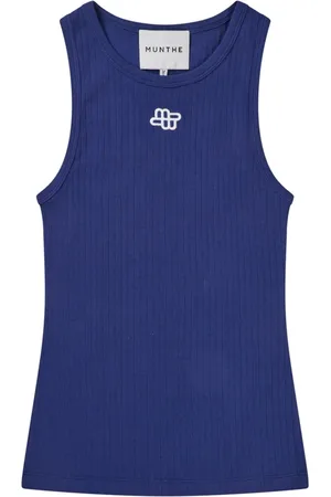 Munthe Top, Dame, Blå, M, Bomuld, Navy Tanktop med emblembroderi
