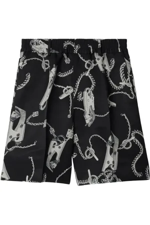 Burberry Shorts, Dame, Sort, XS, Chain-Link Print Shorts