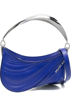 MUGLER Taske, Dame, Blå, ONE SIZE, Uld, Spiral Curve 01 Embossed Tote Bag