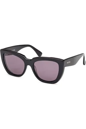 Max Mara Tilbehør, unisex, Sort, 54 MM, Skinnende sorte solbriller med røgfarvede glas