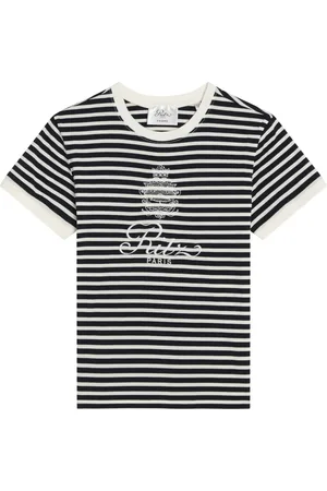 Frame Top, Dame, Blå, M, Bomuld, Stribet bomulds T-shirt