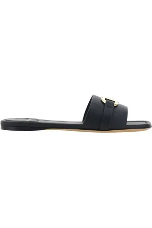 Salvatore Ferragamo Sko, Dame, Sort, 36 EU, Læder, Luksuriøse kalveskinds sandaler med firkantet tå