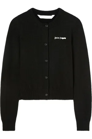 Palm Angels Strik, Dame, Sort, L, Uld, Classic Logo Fitted Cardigan