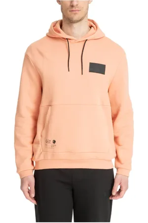 EA7 Sweathshirts & Hoodies, Herre, Lyserød, M, Bomuld, Mønstret Snørelukning Hættetrøje med Logo Lomme