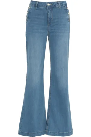 Liu Jo Jeans, Dame, Blå, W29, Bomuld, Blå Flare Jeans med Rhinestone Applikationer
