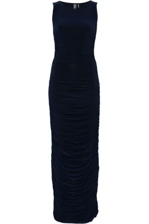 Norma Kamali Kjole, Dame, Blå, S, Navy Blå Ruched Bodycon Kjole