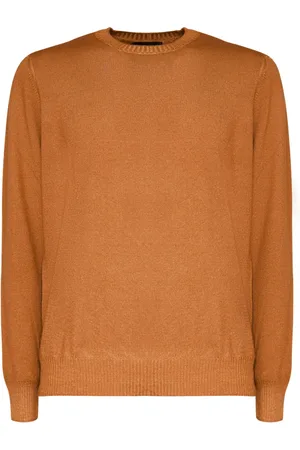 FAY Strik, Herre, Brun, 2XL, Uld, Rundhalset sweater i ren ny uld