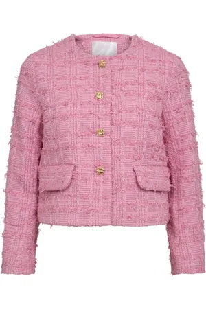 Co`Couture Jakke, Dame, Lyserød, L, Uld, Check Boucle Jakke Cardigan