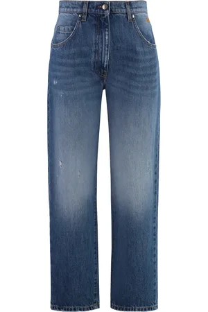 Msgm Jeans, Dame, Blå, S, Bomuld, Cropped Jeans med Metaldetaljer