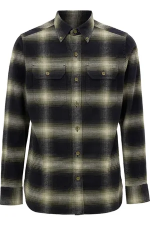 Tom Ford Skjorte, Herre, Flerfarvet, L, Bomuld, Rutet Western Bomuldsskjorte