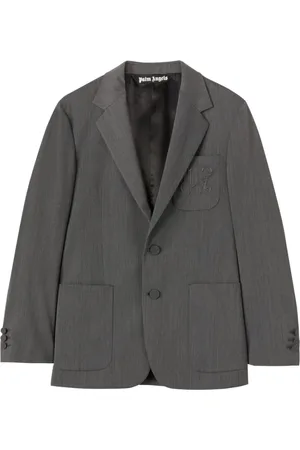 Palm Angels Jakke, Herre, Grå, M, Uld, Lysegrå Monogram Blazer Regular Fit