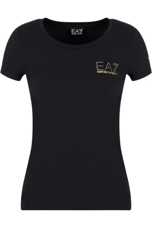 EA7 Top, Dame, Sort, S, Bomuld, Sort bomuld dame T-shirt