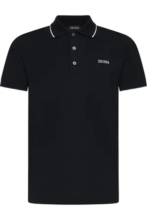 Ermenegildo Zegna Top, Herre, Sort, L, Bomuld, Sort poloshirt med logo broderi