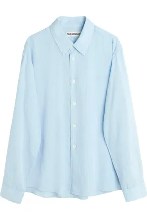 OUR LEGACY Skjorte, Herre, Blå, L, Bomuld, Suave Stripe Shirt