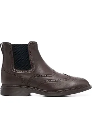 Hogan Sko, Herre, Brun, 40 1/2 EU, Læder, Brun Chelsea-støvle i læder med brogue-detaljer