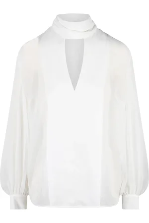 P.A.R.O.S.H. Bluser & Skjorter, Dame, Hvid, L, Polyester, Crepe Effect V-Neck Bluse