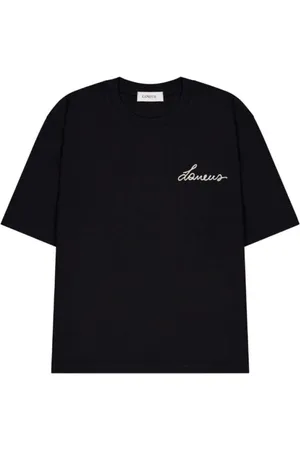 LANEUS Top, Herre, Sort, S, Bomuld, Jersey Slogan T-Shirt 100% Bomuld