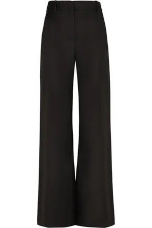 Nina Ricci Bukser, Dame, Sort, S, Uld, Wide-leg uldbukser med bæltestropper